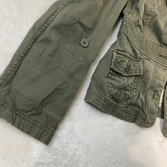 Ann Taylor LOFT Olive Green Button-Up Military Style Jacket Size Small - Medium - Picture 5 of 11